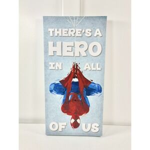 Marvel Spider-Man Canvas Wall Art There's A Hero In All Of Us Quote 12.75x23.5"